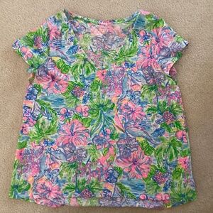 Lilly  Pulitzer xl top in pinks greens and blues.